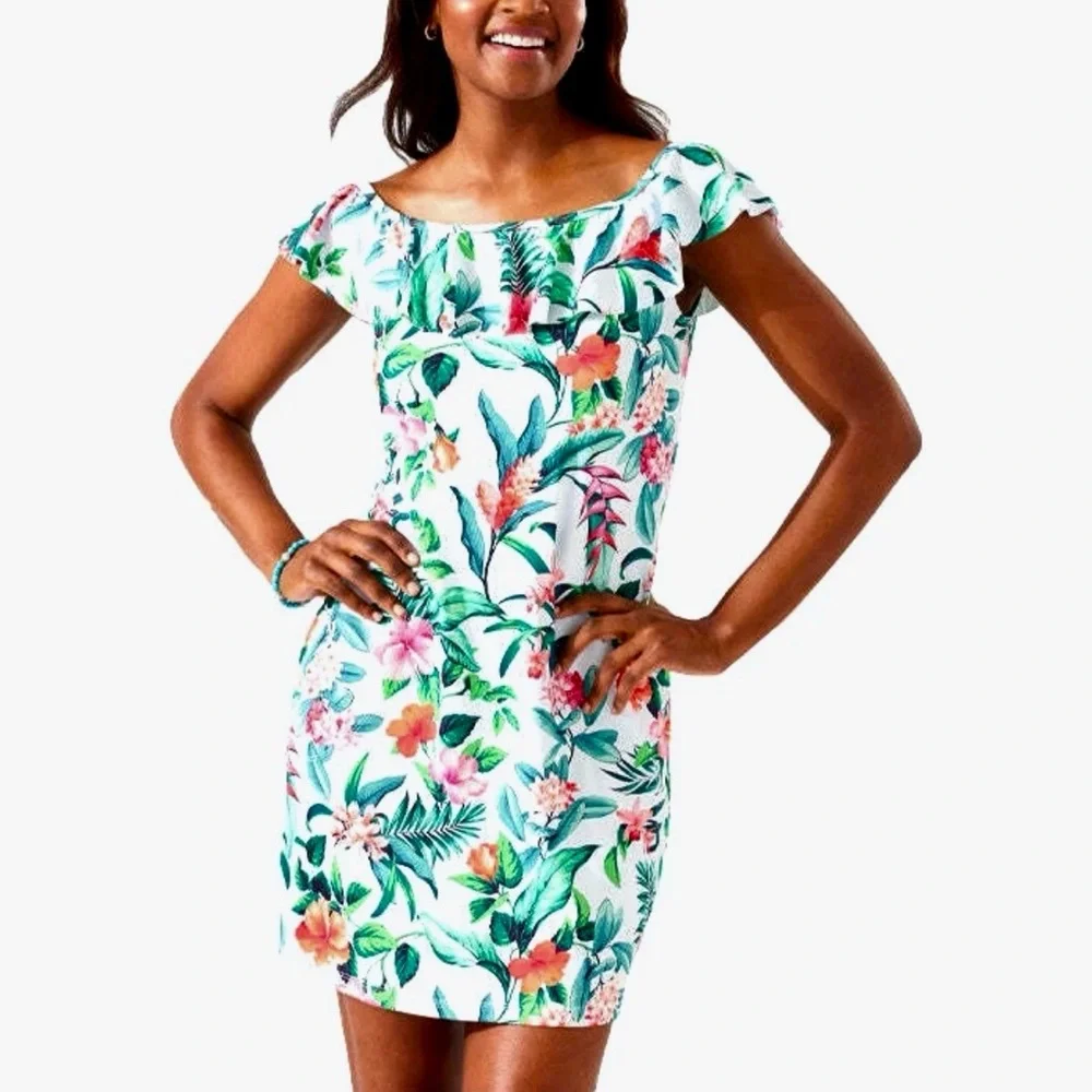 NWOT TOMMY BAHAMA Tropi Calling Off the Shoulder White Cover-up Dress Size M